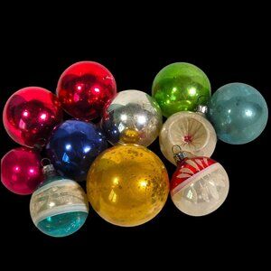 Mercury Glass Christmas Bulb Ornament Lot Ball Mica Japan West Germany US of A